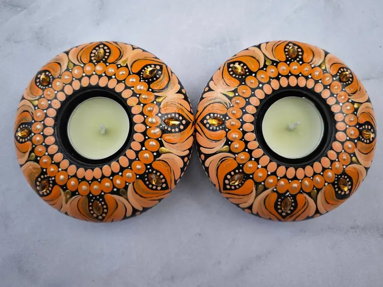 Amber Tea-light Holders (Pair)