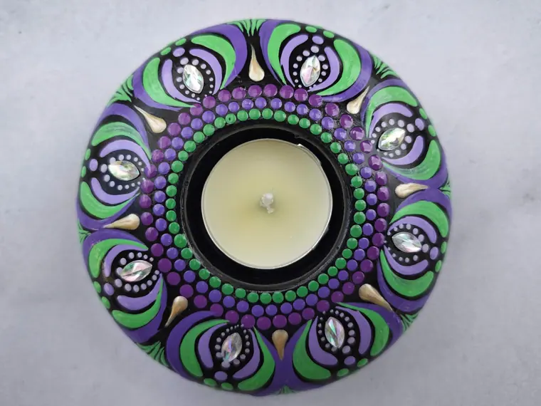 Violet & Green Tea-light Holder