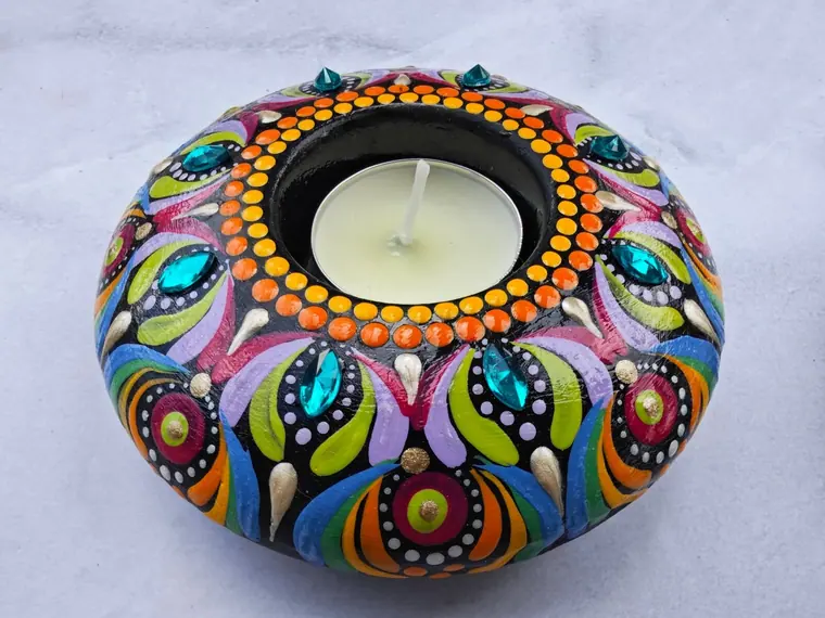 Colourful tea-light holder