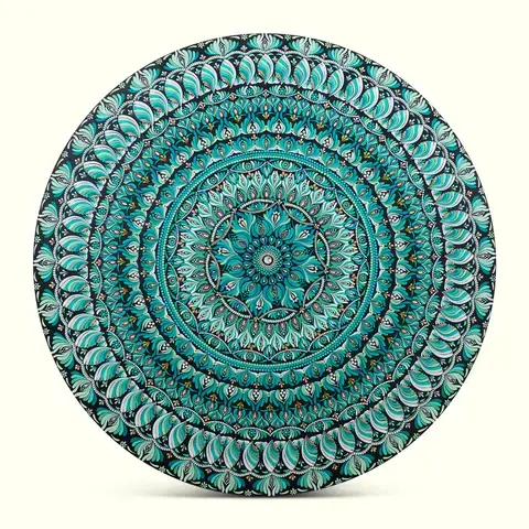 Teal Feather Ring Mandala