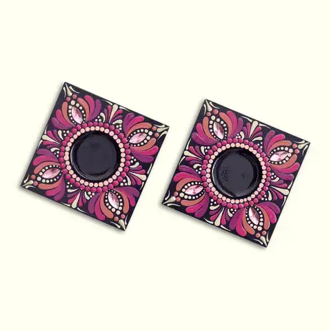 Magenta Square Tea-light Holders