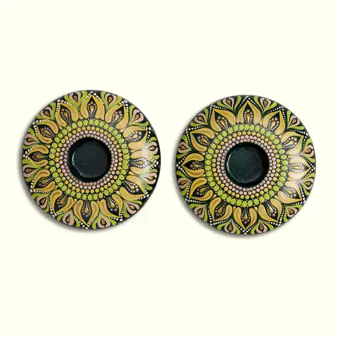 Lime Round Tea-light Holders
